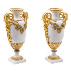 Large Ormolu Mounted Marble Urns