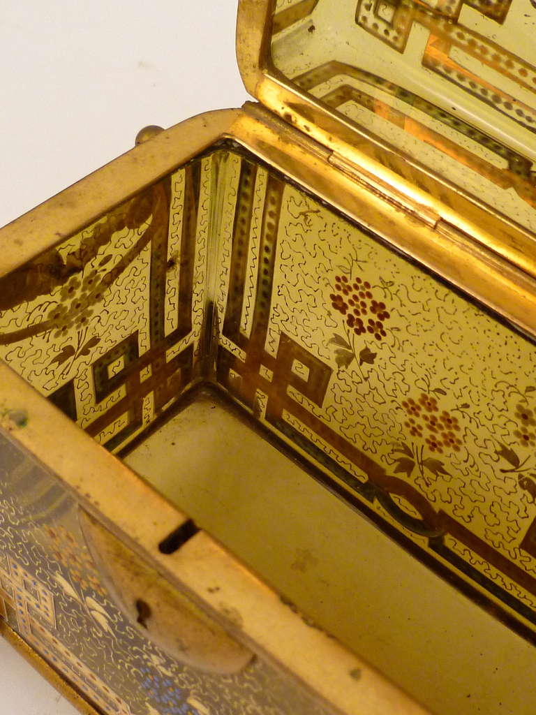 Unusual Pale Amber Bohemian Glass Casket with Gilt Overlay 19th Century 2