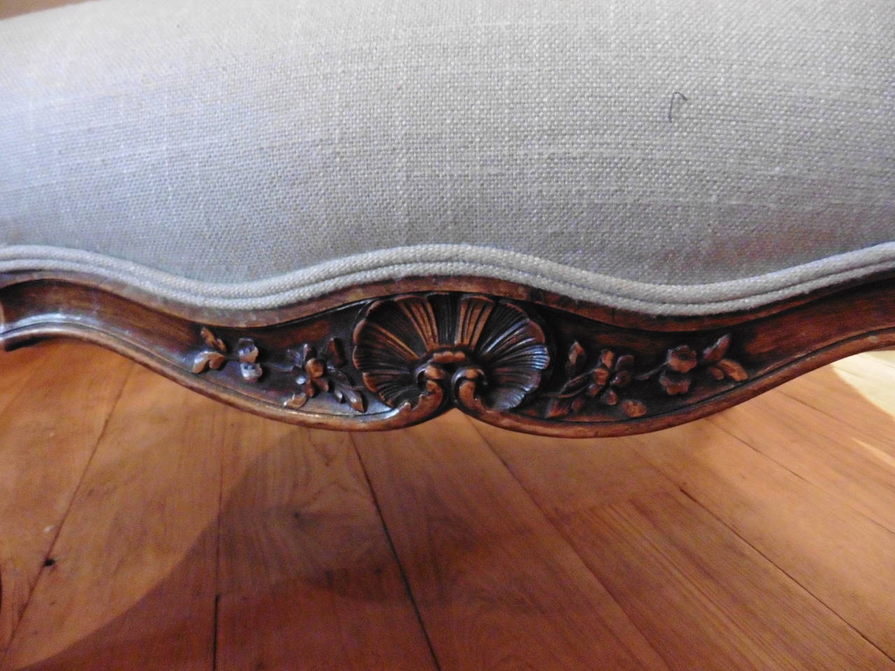 Pair of Large French Provincial Regence Style Carved Beech Wing Armchairs c.1870 For Sale 1