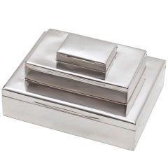 Silver Graduated Stacking Box with Three Compartments