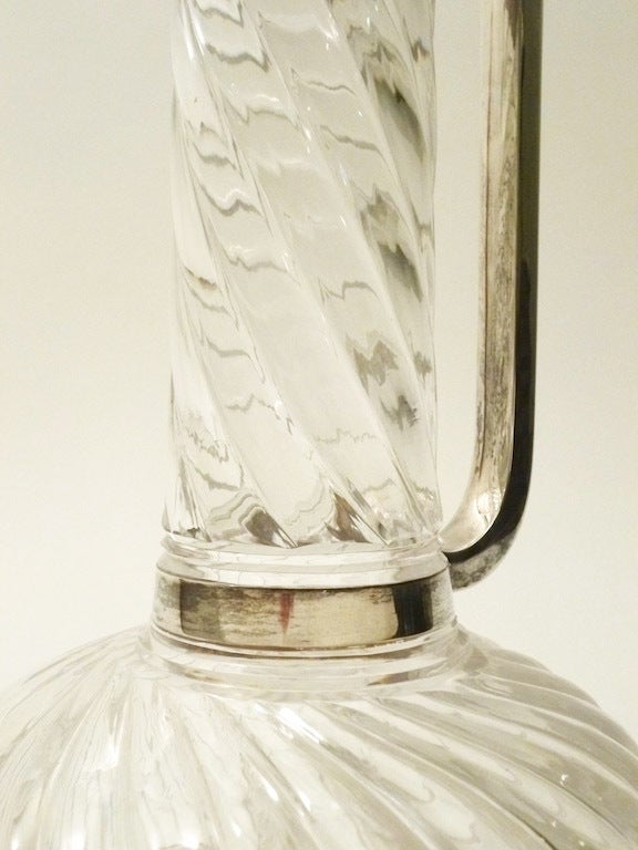 19th Century Rare Silver and Cut Crystal Claret Jug by Heath and Middleton