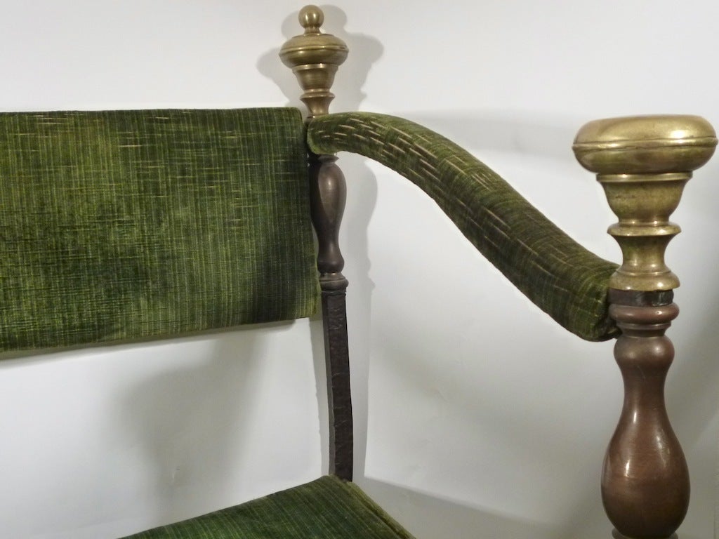 Italian Wrought Iron and Brass Savonarola Chair 4