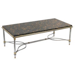 French Steel and Bronze Coffee Table