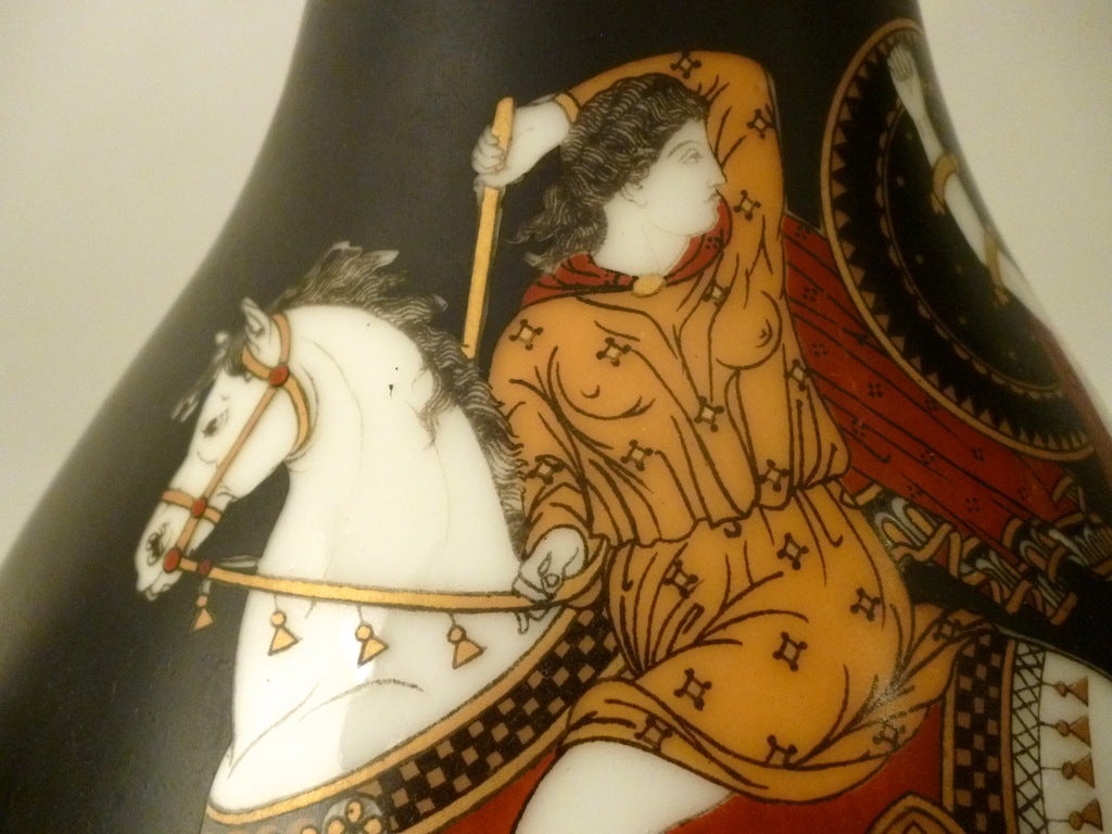 Pair Paris Porcelain Neo Classical Vases Mounted as Lamps In Excellent Condition In London, GB