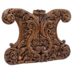 Large Italian Walnut Floral and Foliate Wall Carving