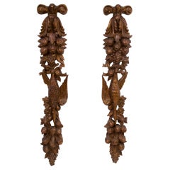 Pair Continental Carved Giltwood Trophies