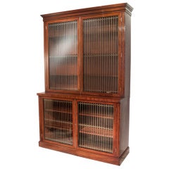 Regency Mahogany Bookcase With Glazed Brass Grill Doors