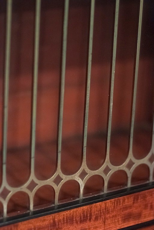 Regency Mahogany Bookcase With Glazed Brass Grill Doors