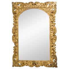 Large Florentine Foliate Carved Giltwood Mirror