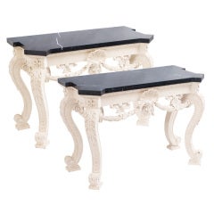 Pair George II Style Carved and Painted Console Tables