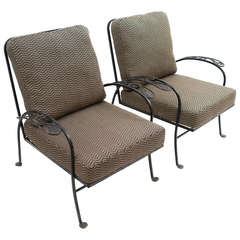 Pair of American Wrought Iron Garden Chairs circa 1940