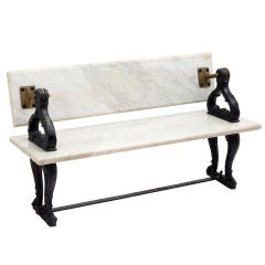 Victorian Marble and Cast Iron Bench With Pivoting Back. c1880