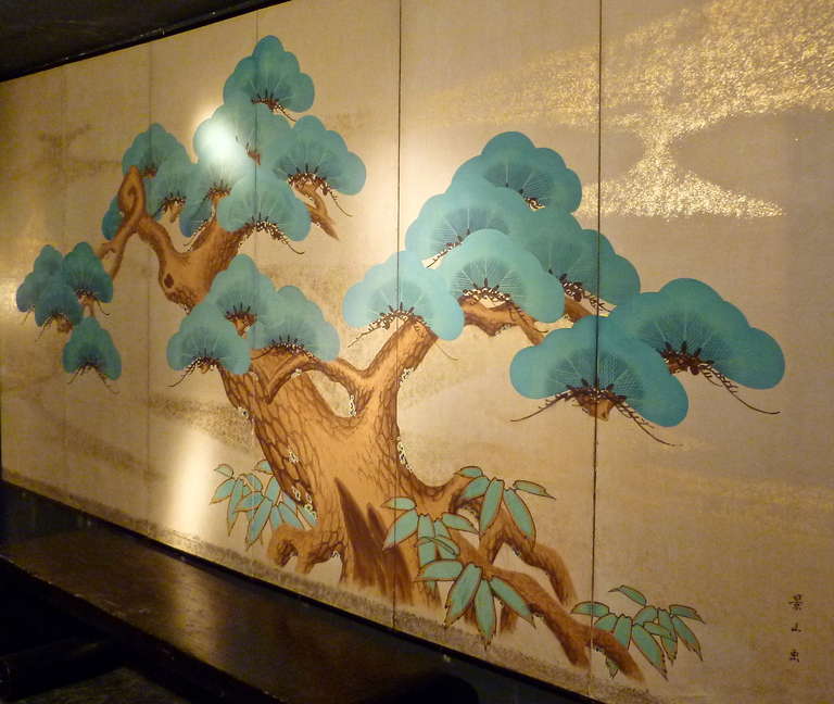 Large Six Fold Japanese Paper Screen Early 20thC at 1stdibs