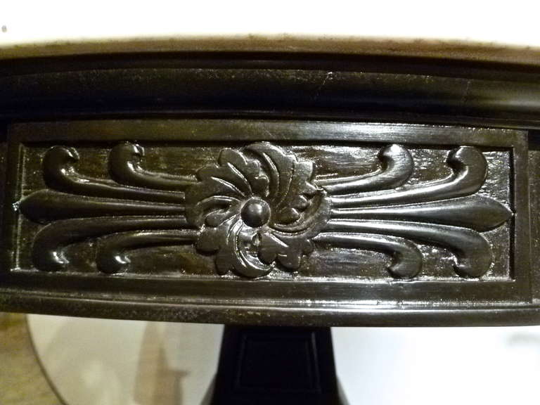 Anglo-Indian Striking Anglo Indian Ebonised Centre Table with Original Marble Top c.19th Century