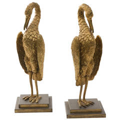 Antique Fine Pair of English Regency Gilt Bronze Cranes, circa 1820