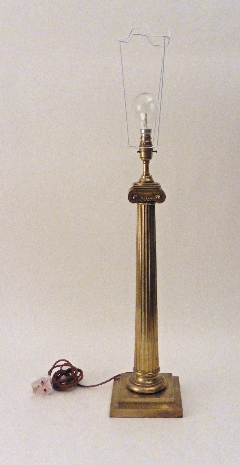 Pair of Victorian Bronze Ionic Column Oil Lamps, circa 1860 2