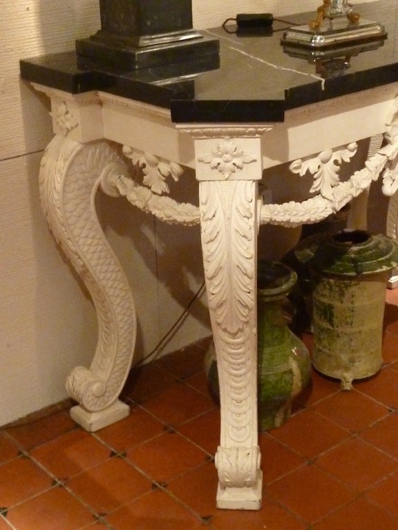 Pair George II Style Carved and Painted Console Tables 4