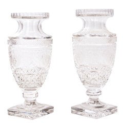 Pair of Decorative Victorian Cut Crystal Urns