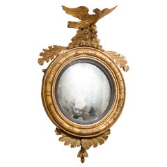Regency Giltwood Eagle Crest Convex Mirror