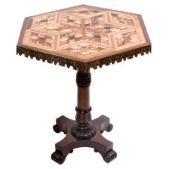Antique Highly Decorative Rosewood Column Base Occasional Table