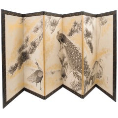 Stunning Japanese Gold Paper Six Fold Screen