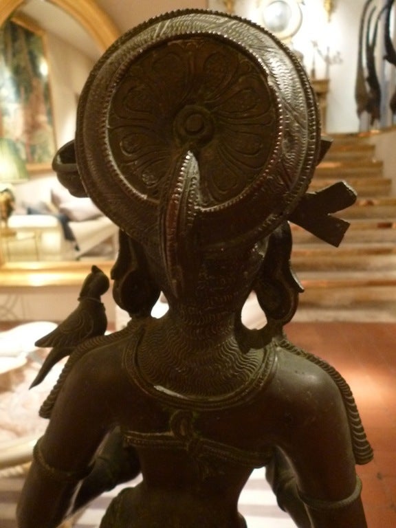 20th Century Indian Bronze Statue Of Goddess Lakshmi