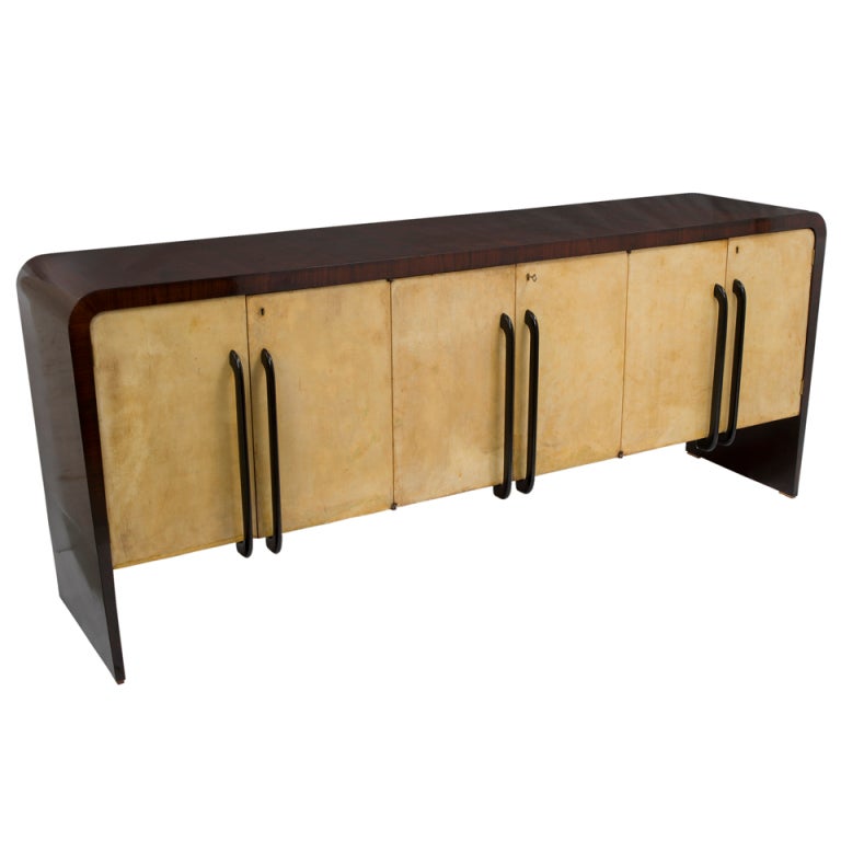 Italian Art Deco Vellum Sideboard, in the Style of Guglielmo Ulrich at