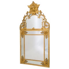 Antique French Giltwood Regence Mirror "a Parecloses" c.1715