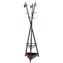 Used Victorian Beech Hall Stand in the form of three Halberds