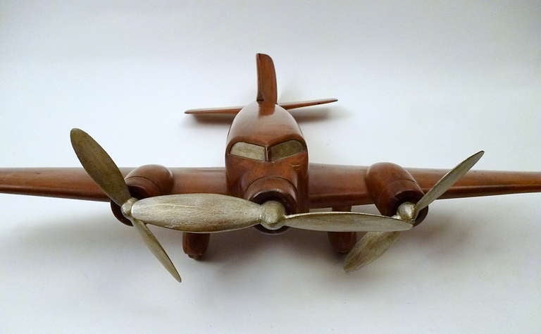 Decorative French Carved Walnut Model Aeroplane c1950 In Good Condition In London, GB