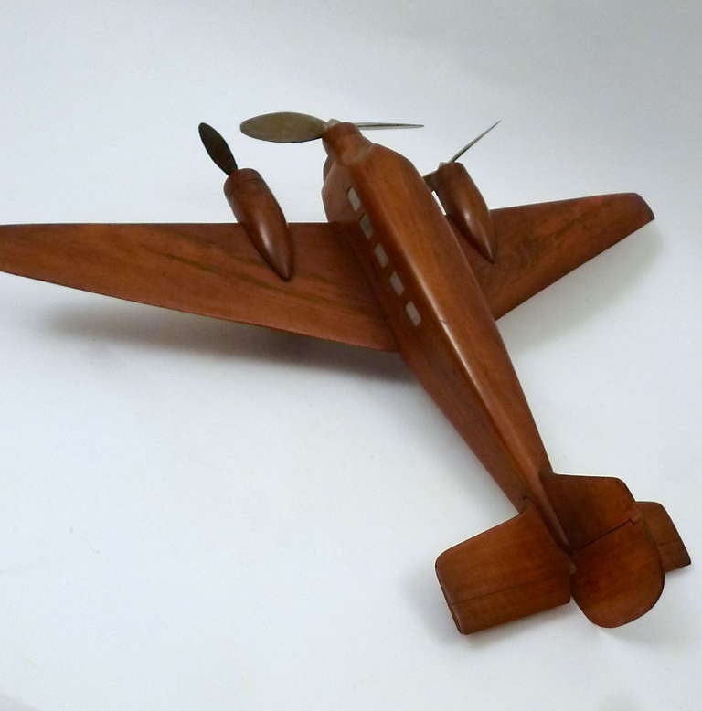 Decorative French Carved Walnut Model Aeroplane c1950 4