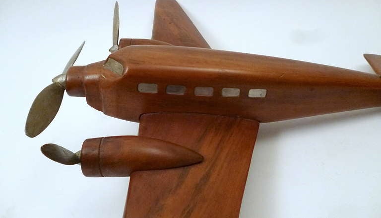 Decorative French Carved Walnut Model Aeroplane c1950 1