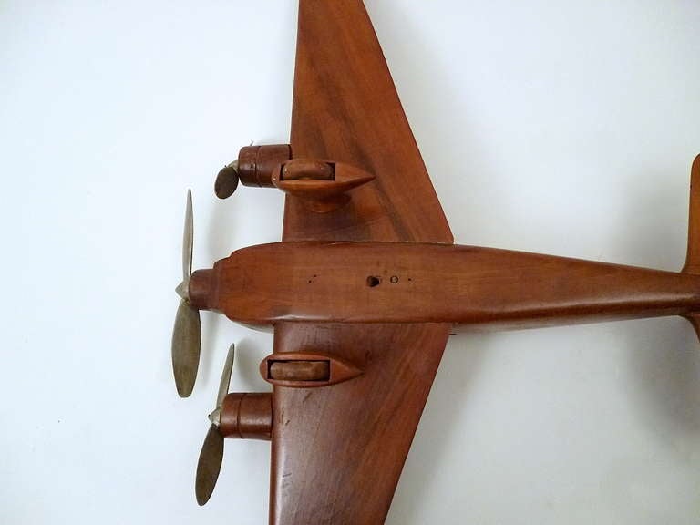Decorative French Carved Walnut Model Aeroplane c1950 3