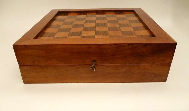 Italian Walnut & Fruitwood Parquetry Games Box With Ivory & Ebony Counters 19thC 5