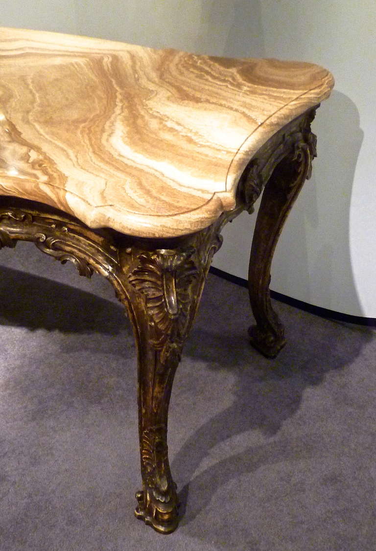 Italian Elegant Venetian Rococo Silver Leaf Gilded Centre Table