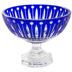 Fine French Cut Clear and Blue Crystal Saint Louis Bowl, circa 1950