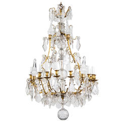 Magnificent Large French Bronze and Crystal Sixteen-Light Chandelier, circa 1880