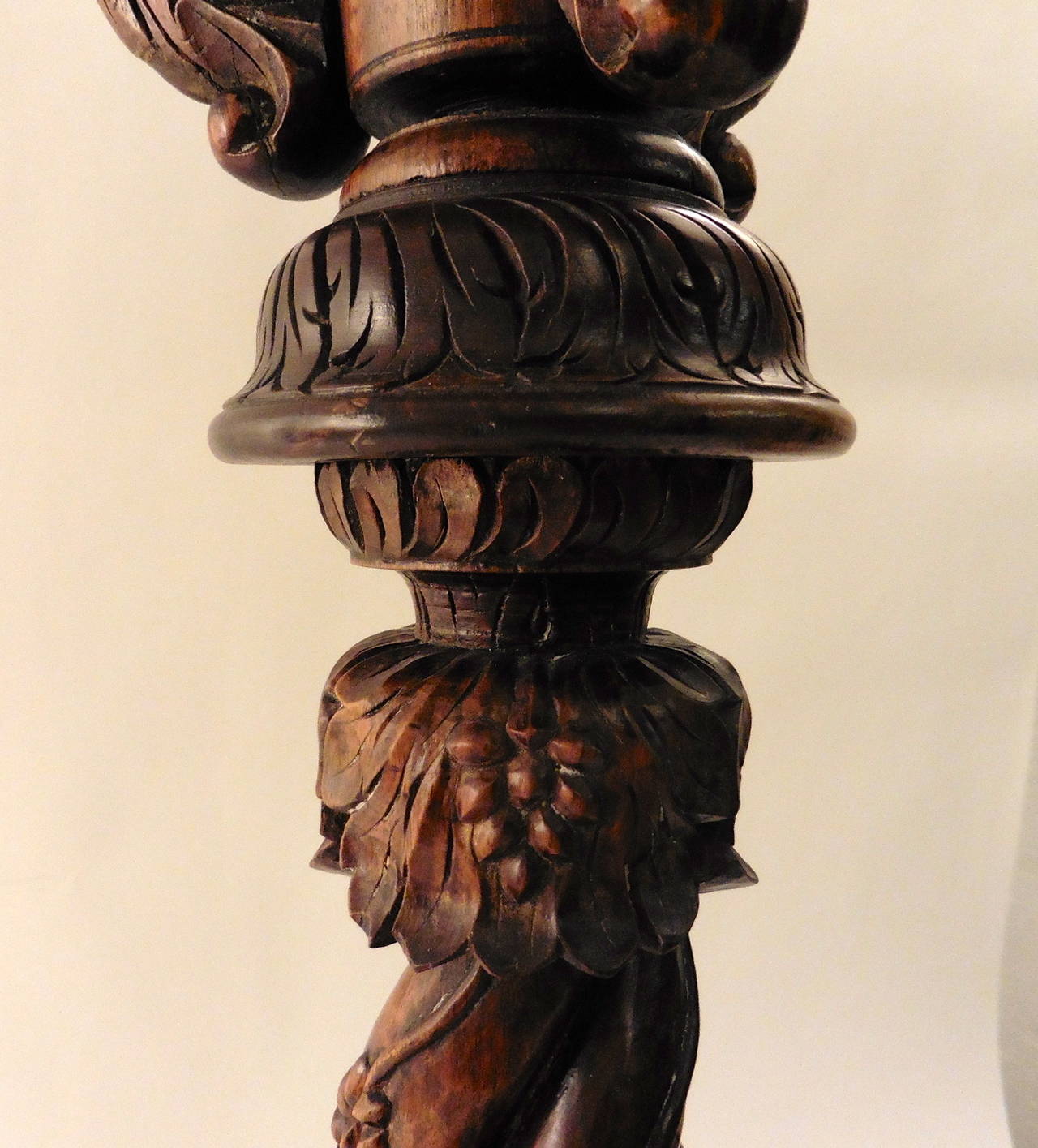 Anglo-Indian Highly Carved Rosewood Tripod Stand, circa 1860 2
