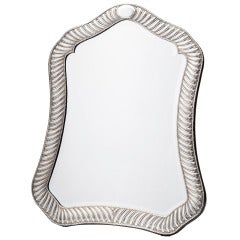 Antique Large Victorian Silver Frame Shield Shaped Dressing Mirror, London, 1886