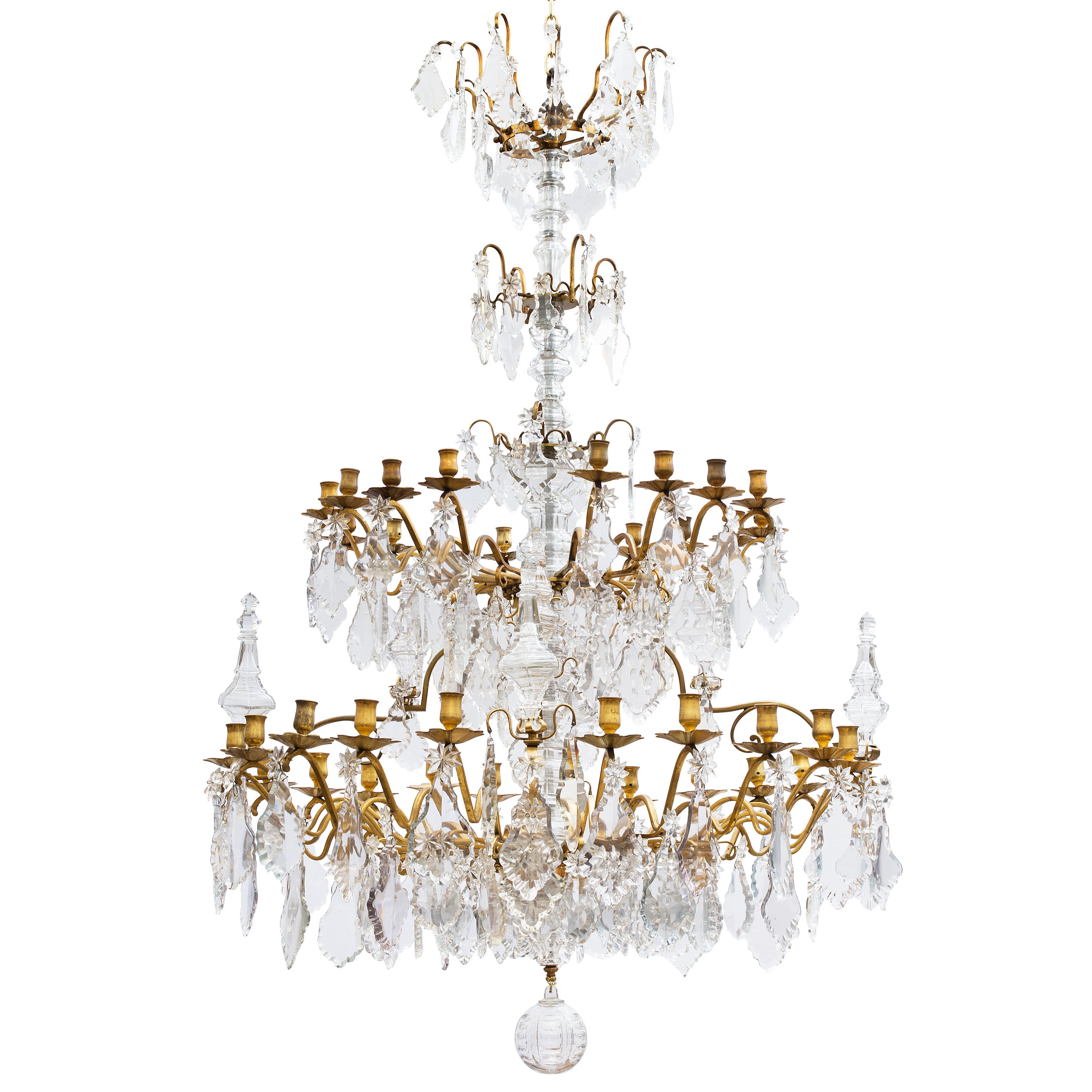 Palatial French Louis Philippe Gilt Bronze & Crystal 36 Light Chandelier circa 1845