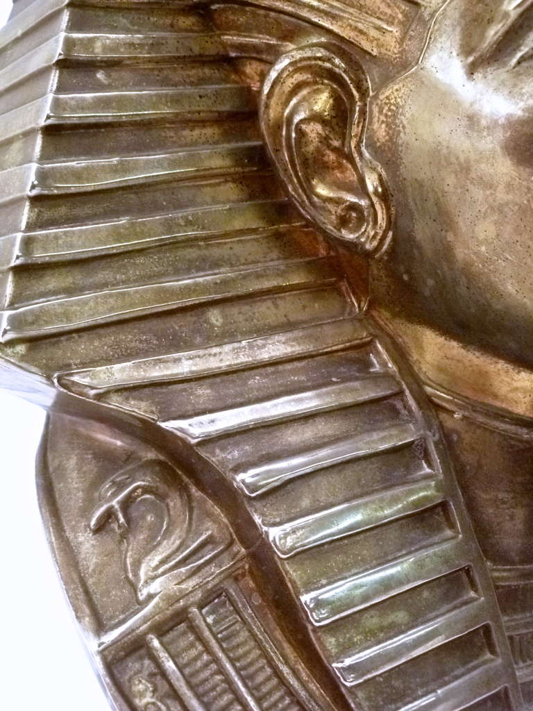 Pair Silvered Bronze Models of the Mask of Tutankhamun's Mummy, France c1975 2