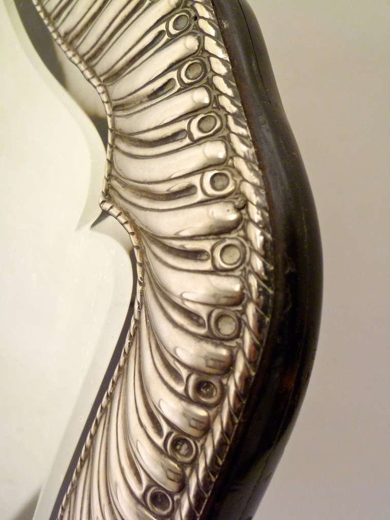 19th Century Large Victorian Silver Frame Shield Shaped Dressing Mirror, London, 1886