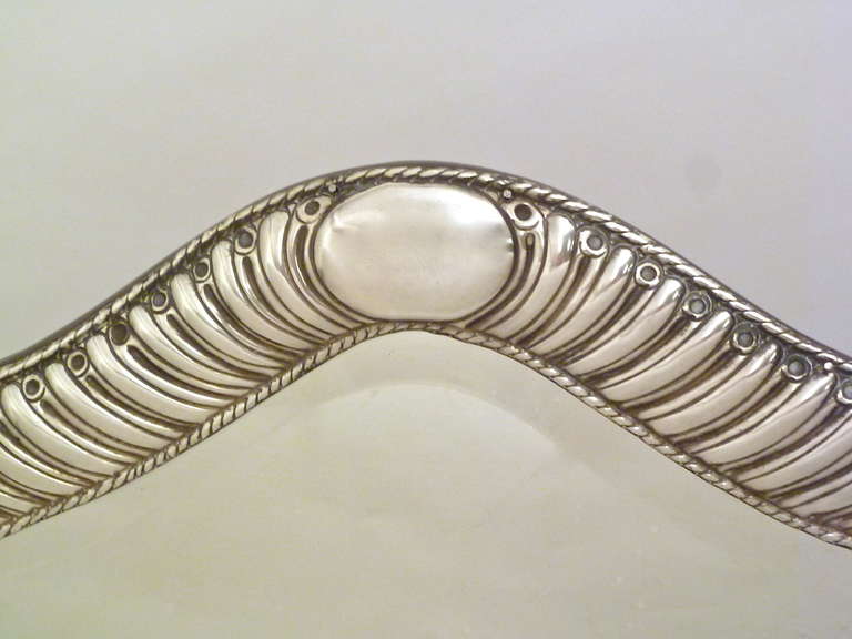 Large Victorian Silver Frame Shield Shaped Dressing Mirror, London, 1886 1
