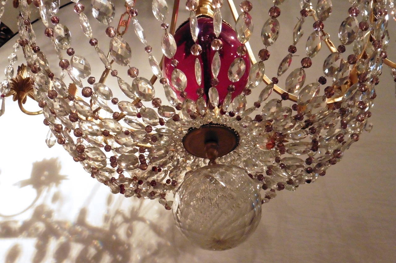 Elegant Russian Crystal, Ormolu and Ruby Glass Chandelier, circa 1780 In Good Condition In London, GB