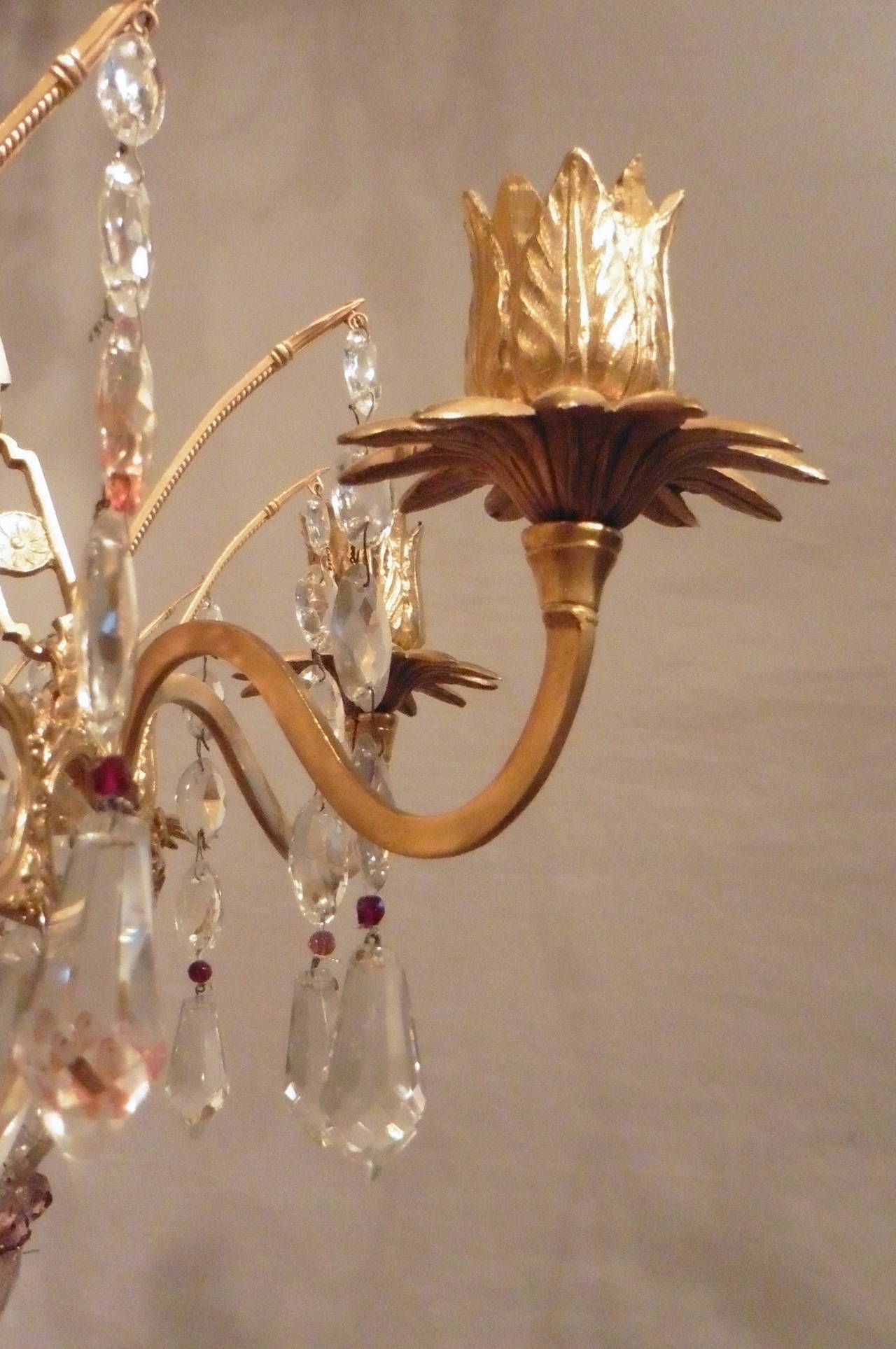 Elegant Russian Crystal, Ormolu and Ruby Glass Chandelier, circa 1780 1