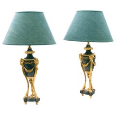 Pair French Ormolu Mounted Marble Cassolettes  C.1880 Now Lamps