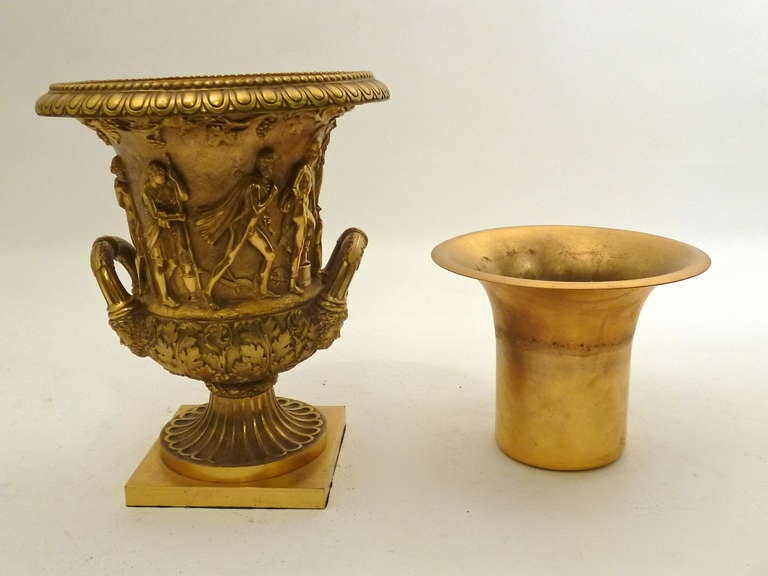 20th Century Italian Grand Tour Gilt Bronze Medici Vase c.1900