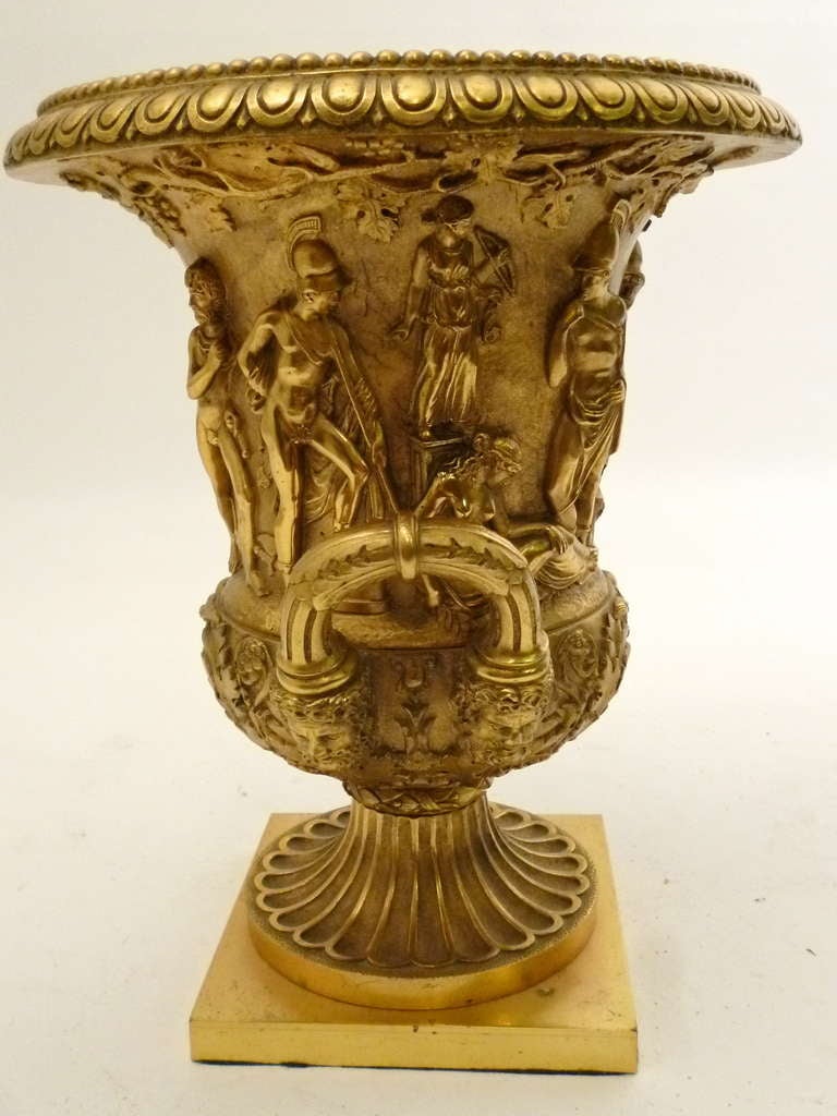 Italian Grand Tour Gilt Bronze Medici Vase c.1900 1