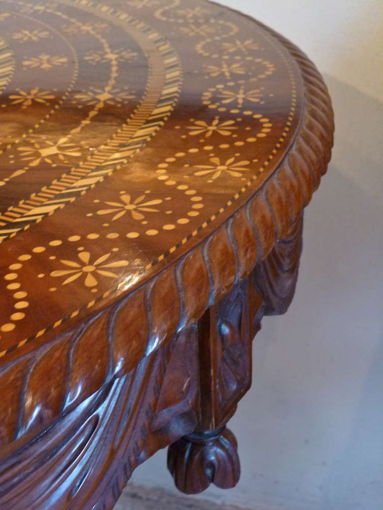 19th Century Fine Continental Mahogany Centre Table with Inlaid Top circa 1850 For Sale