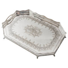 Large English Silver Plate Canted Corner Tray, circa 1894